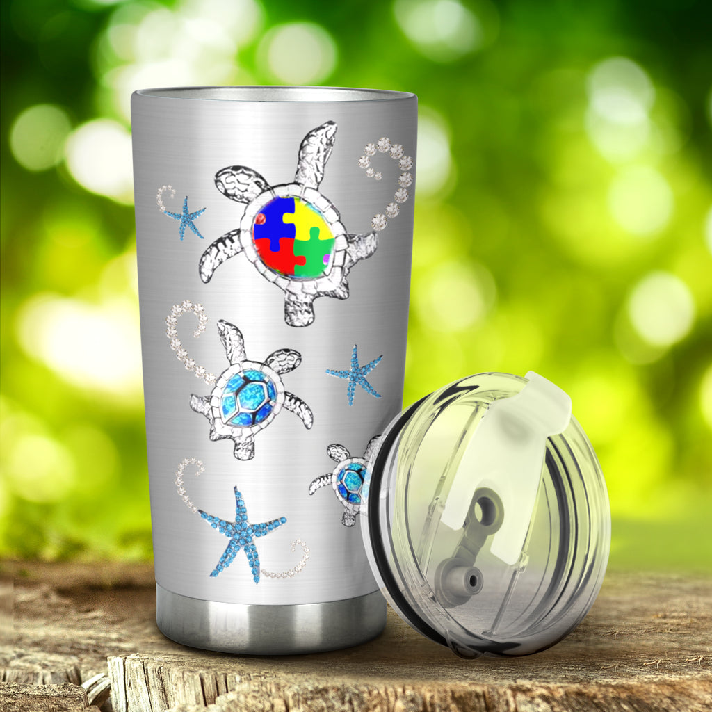It's Ok To Be Different Metal Pattern Print Autism Awareness Tumbler 0622