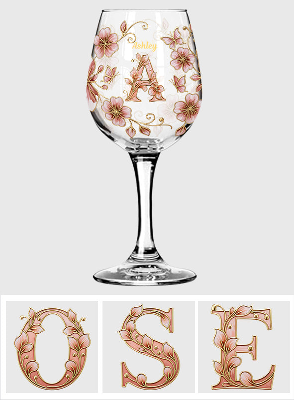 Custom Initial For Wine Lovers - Personalized Wine Wine Glass With Long Stem