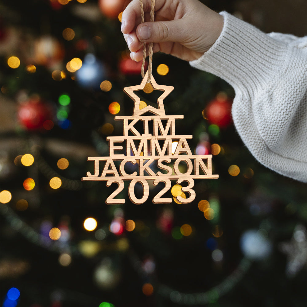Any Name Christmas Tree - Personalized Family Any Name Christmas Tree Ornament
