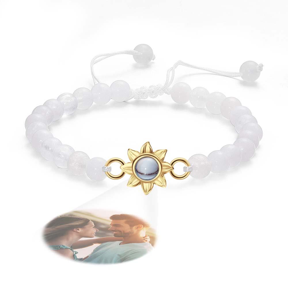 Flower For You - Personalized Photo Projection Beads Bracelet With Sunflower