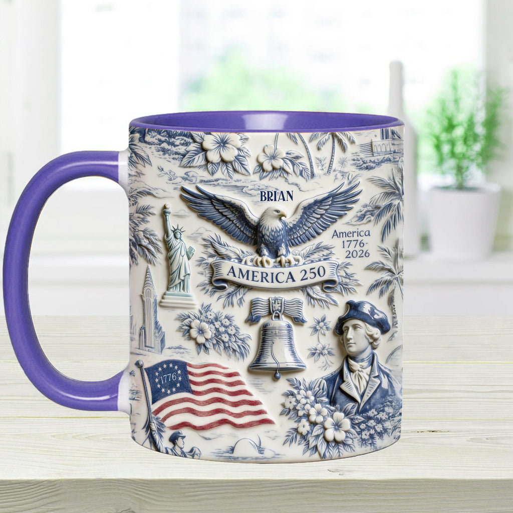 250 Years of America 1776–2026 Vintage Patriotic - Personalized Independence Day/ 4th of July Accent Mug & Coaster