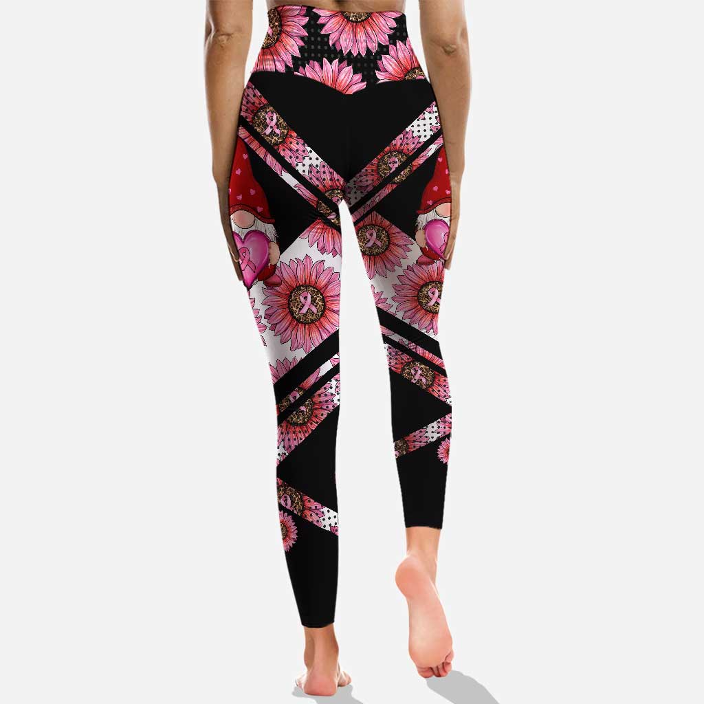 I Wear Pink For - Personalized Breast Cancer Awareness Hollow Tank Top and Leggings