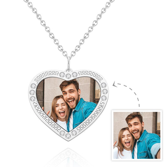 Any Photo - Personalized Photo Necklace Heart Diamond
