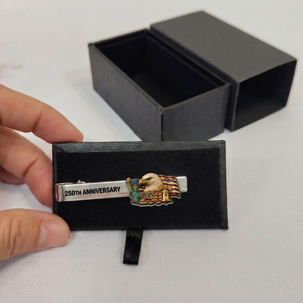 America 250th Anniversary Gifts - Personalized Independence Day/ 4th of July Tie Clip
