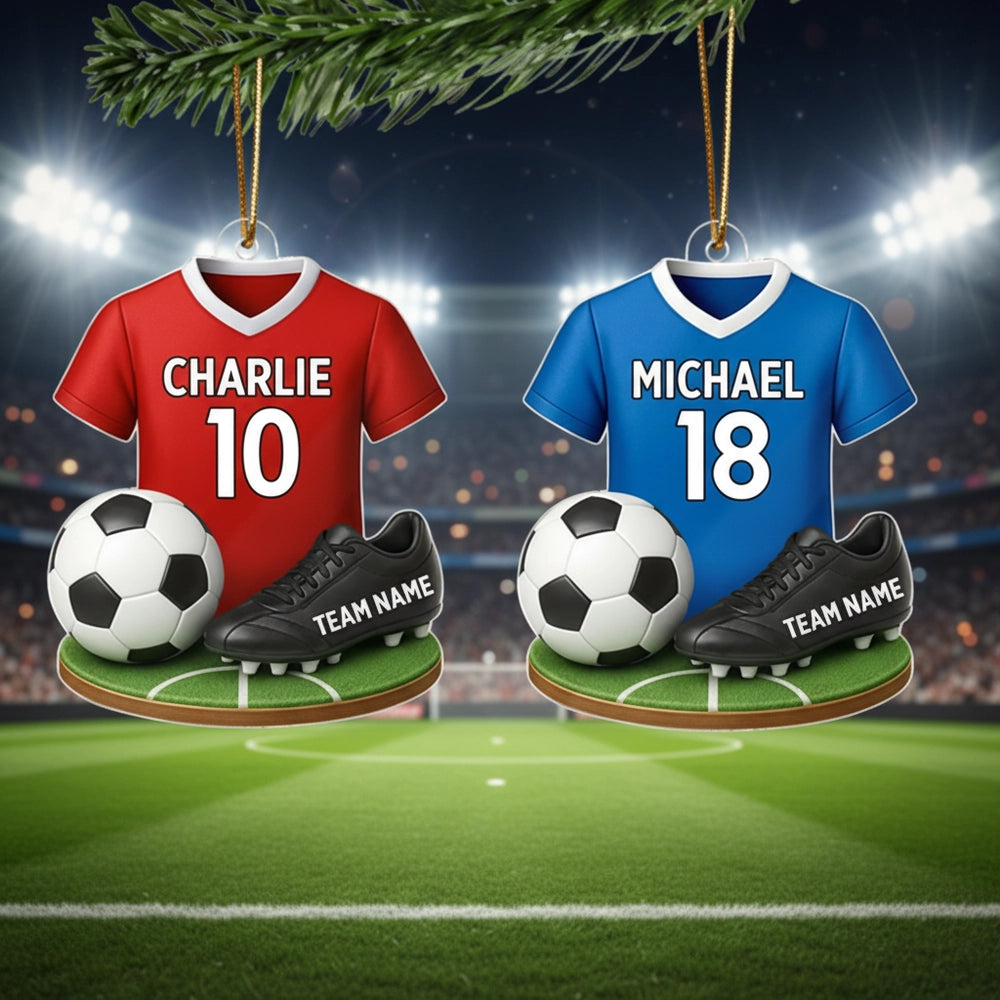 Custom Acrylic Soccer Ornament - Personalized Jersey Keepsake Gift