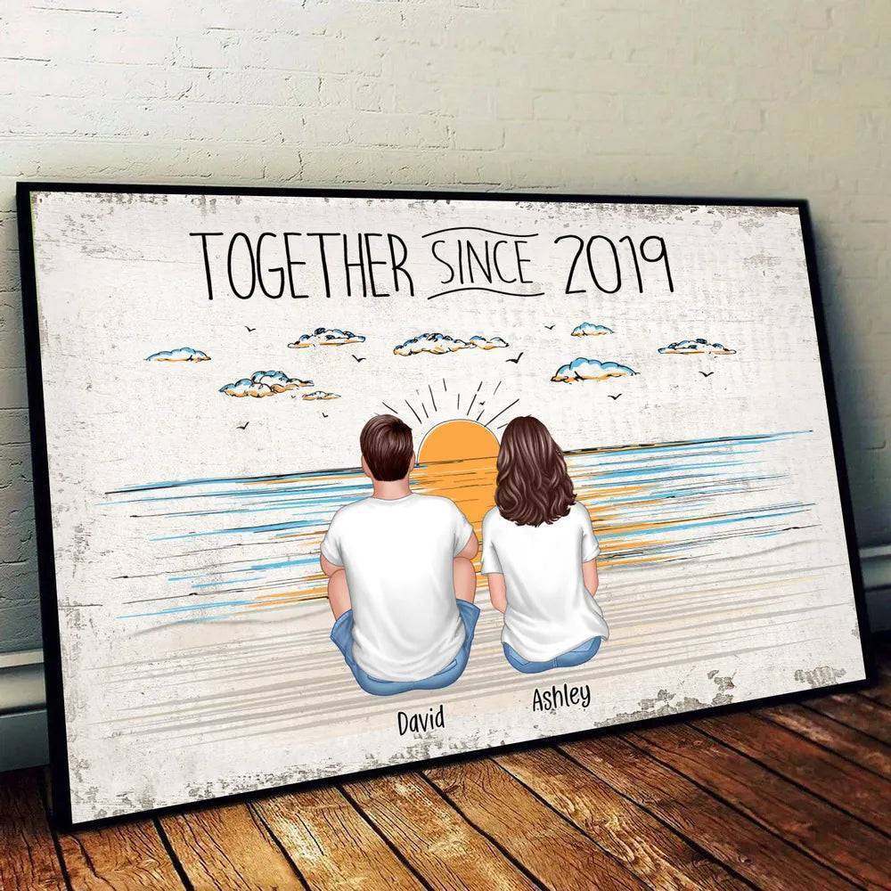 You Me And The Dogs Beach Outline Personalized Ornament or Poster or Canvas or Plaque or Pillow