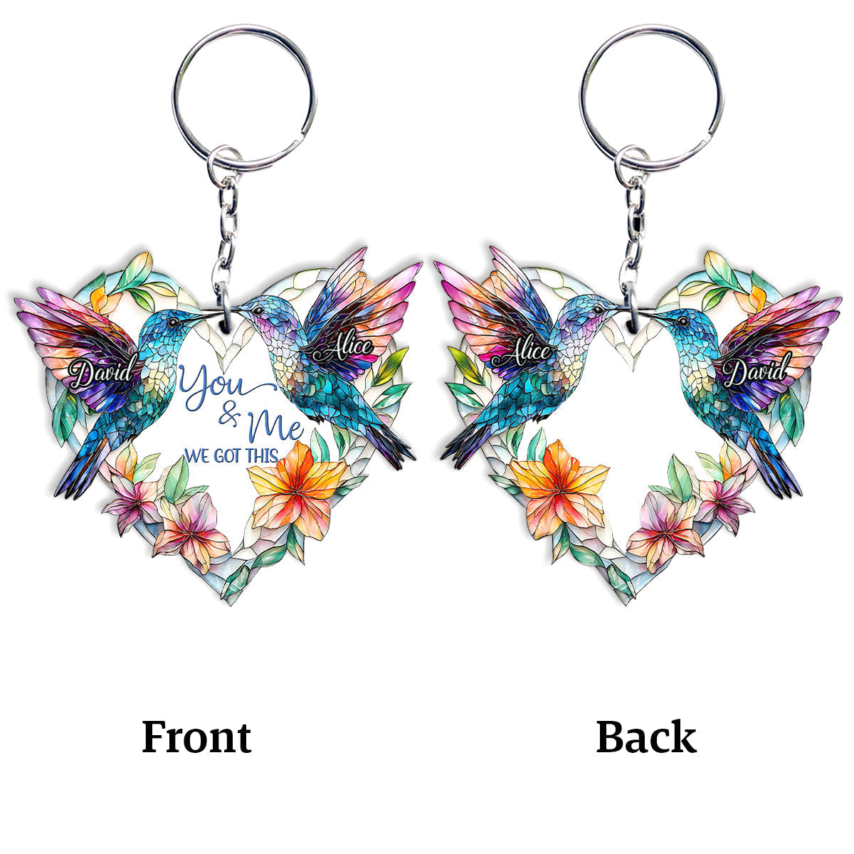 Hummingbird Couple - Personalized Hummingbird Keychain