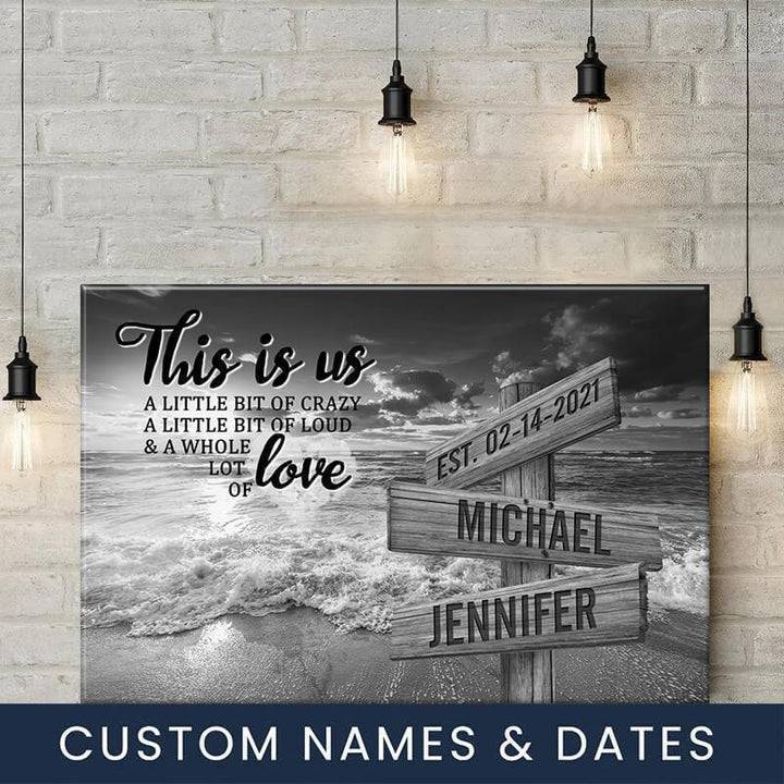 Ocean Sunset Personalized "THIS IS US" Multi-Names Premium Canvas Poster