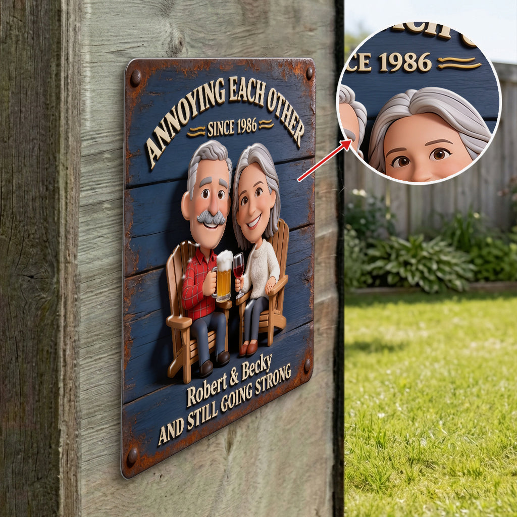 Everlasting Love - Personalized Couple 3D Printed Cut Metal Sign