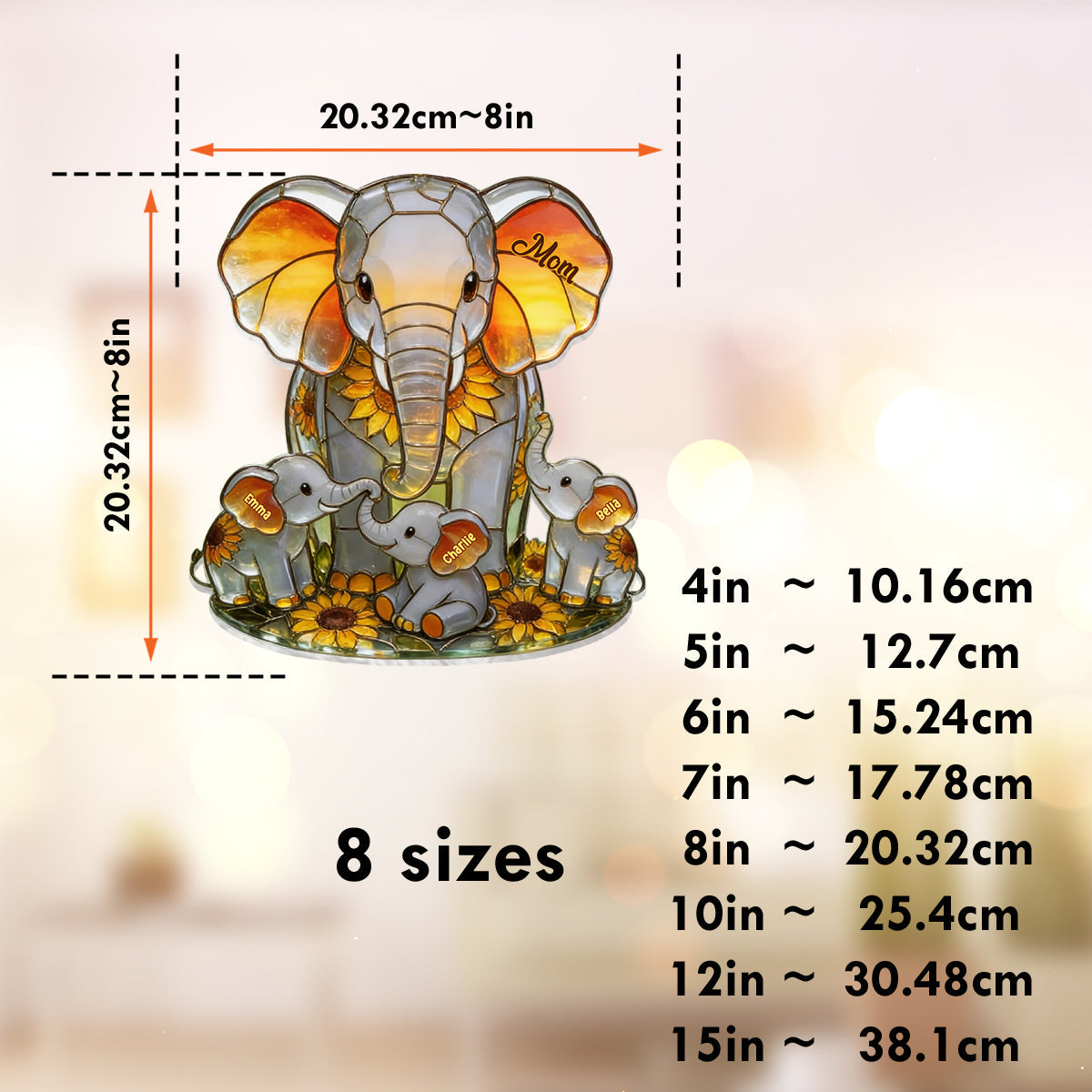 Elephant Mom - Personalized Elephant Window Hanging Suncatcher Ornament