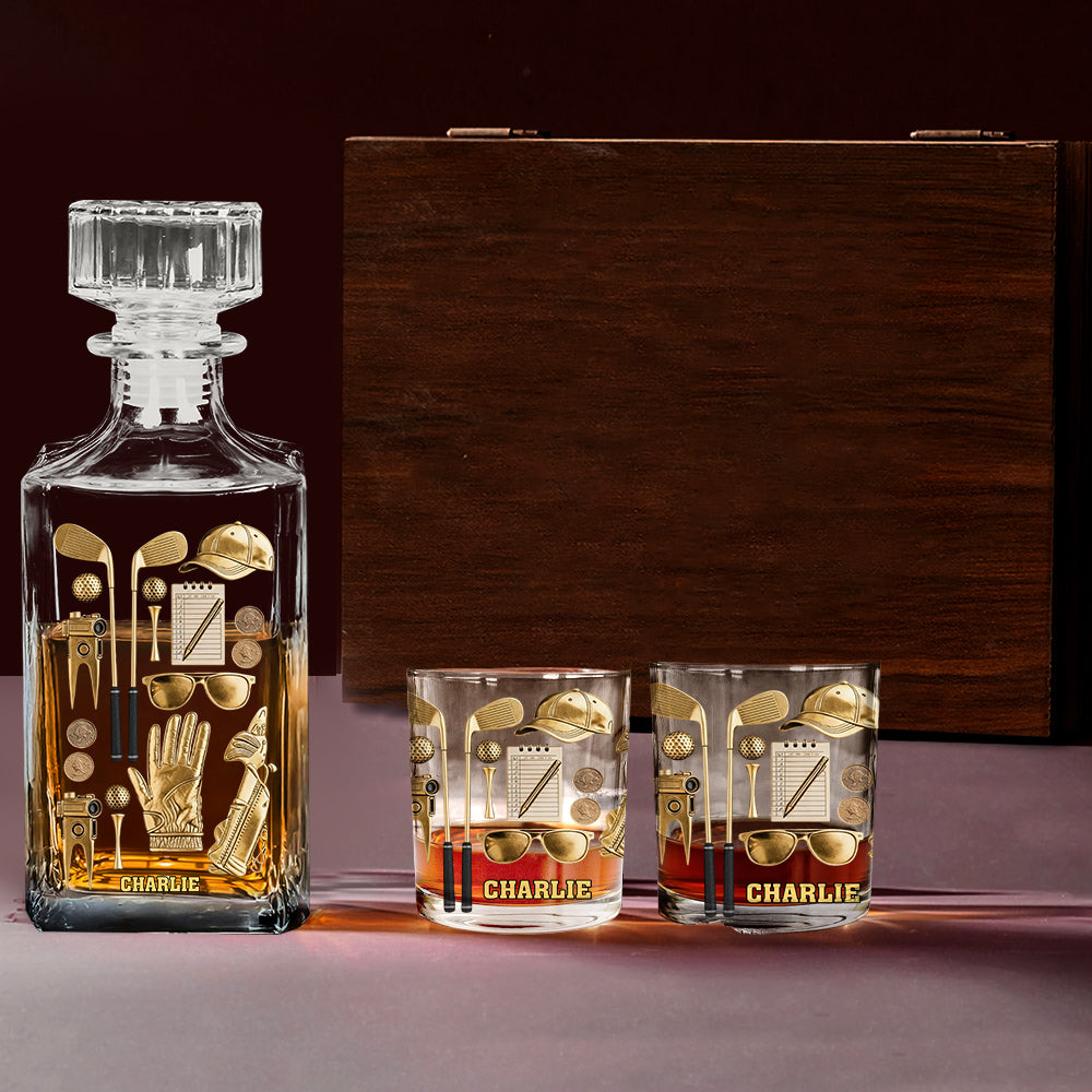 Live Love Golf - Personalized Golf Whiskey Decanter Set