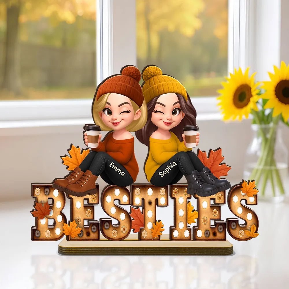 Acrylic Ornament with Coffee Besties Design, Autumn Holiday Tree Décor, Perfect Friendship Gift