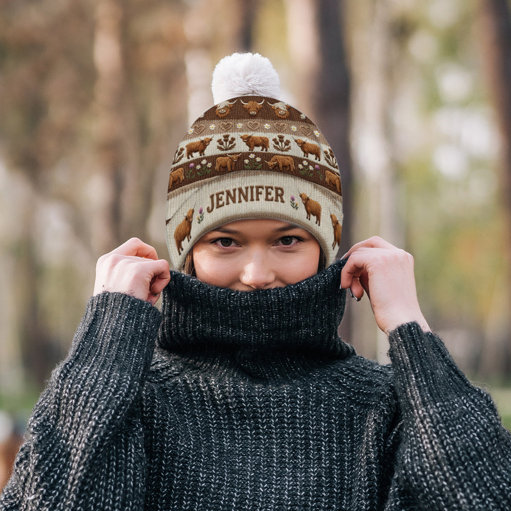 Farm Life - Personalized Highland Cow Beanie Hat