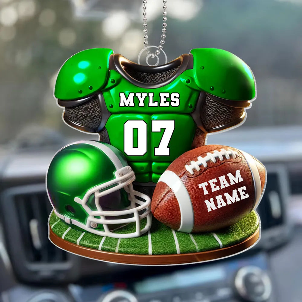 Acrylic Ornament Football Jersey & Helmet, Custom Team Gift for Players and Fans, Tree or Car Mirror, Unique Holiday Decor