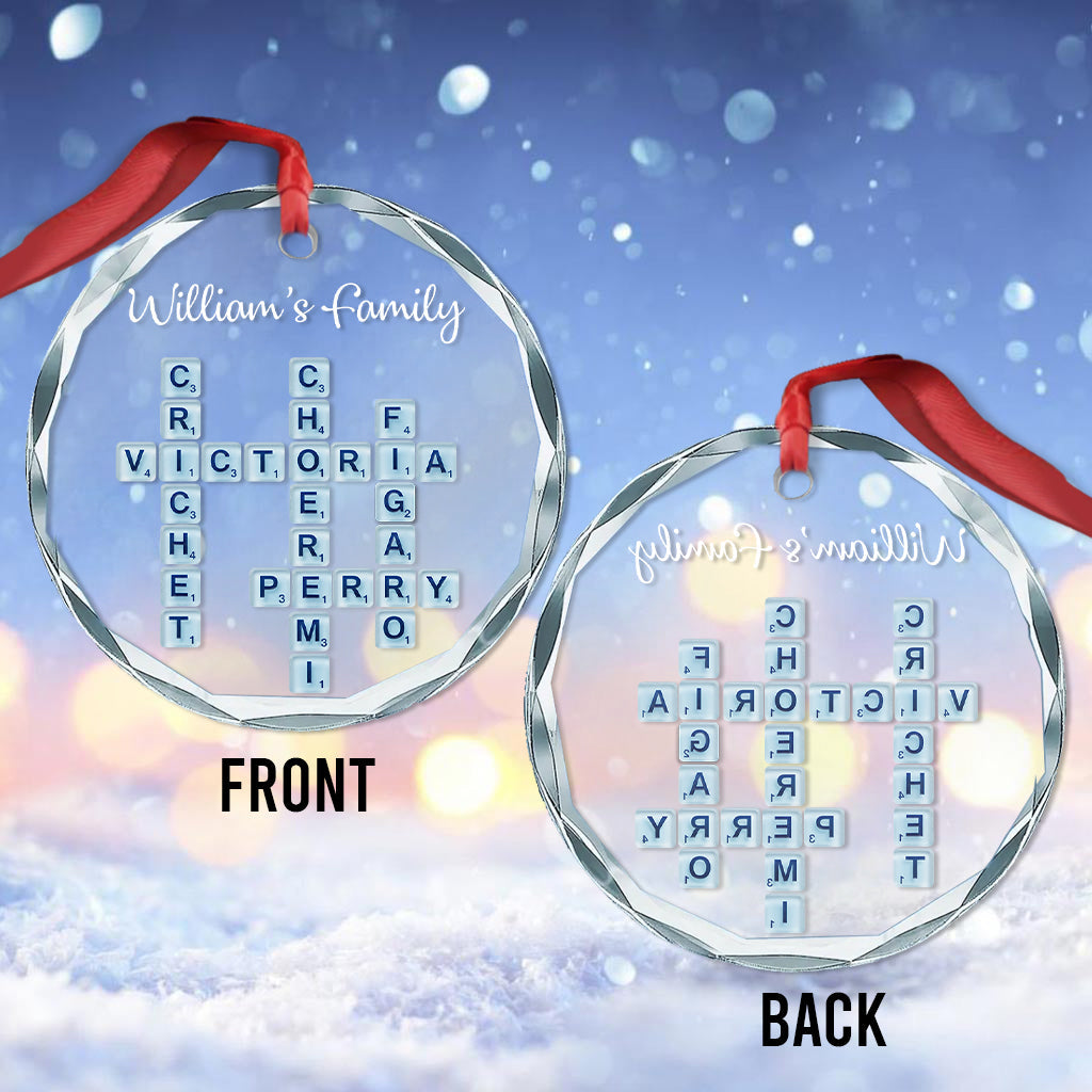Our Family, Sea Glass Name Puzzle - Personalized Family Round Shaped Glass Ornament