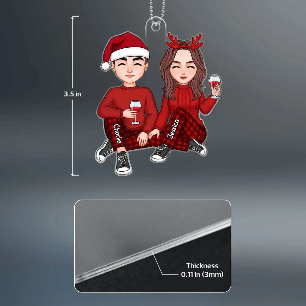 Cute Couple Christmas Gift For Him For Her Personalized Acrylic Ornament or Keychain or Plaque