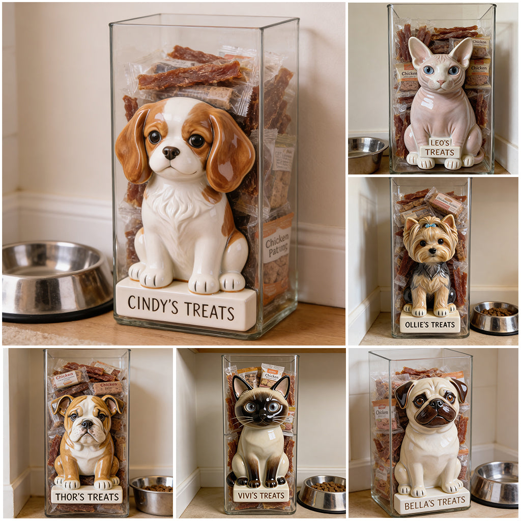 Custom Any Photo Pet Treats - Personalized Dog Acrylic Pot