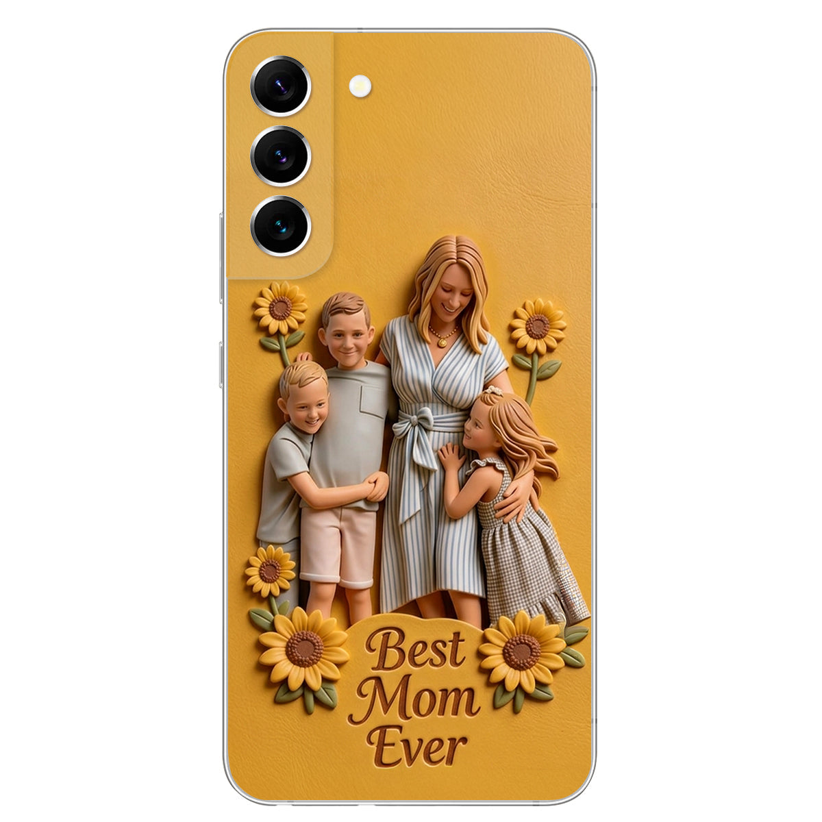 Best Mom Ever - Personalized Mother 3D Embossed Leather Phone Case