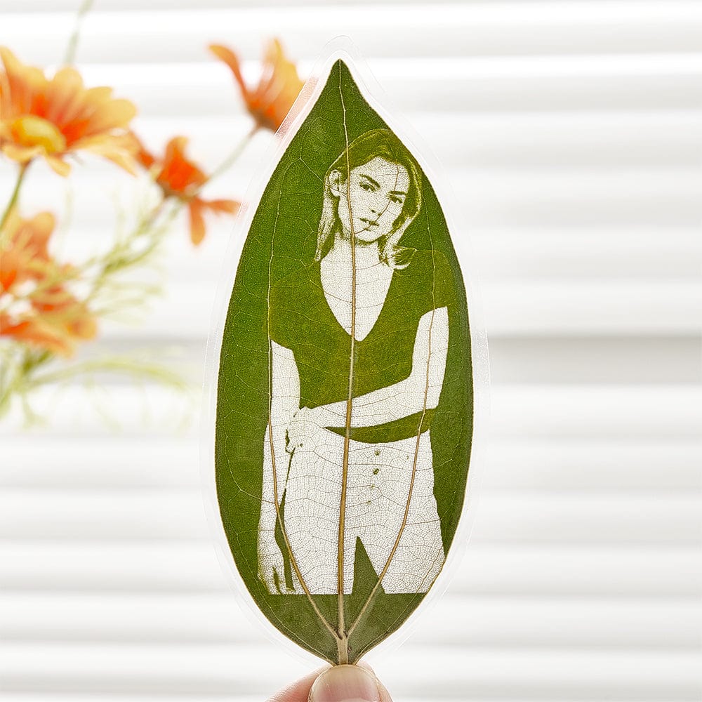 Any Photo - Personalized Photo Leaf Carving Bookmark