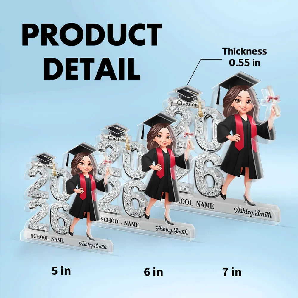Shaped Acrylic Block Plaque Personalized Graduation Keepsake With Cap and Diploma - A Meaningful Gift for Your Grad