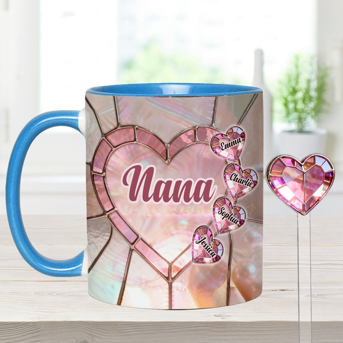 Blessed To Be Called Nana Mama Gigi Grandma - Personalized Grandma Set Accent Mug with Acrylic Stirrers