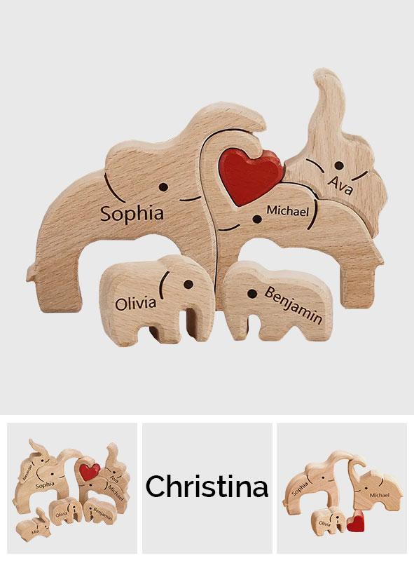 Elephant Family - Personalized Family Wooden Puzzle