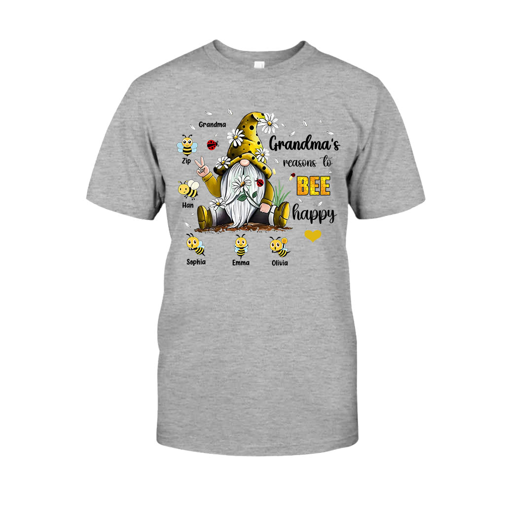 Grandma's Reasons To Bee Happy - Personalized Grandma T-shirt And Hoodie