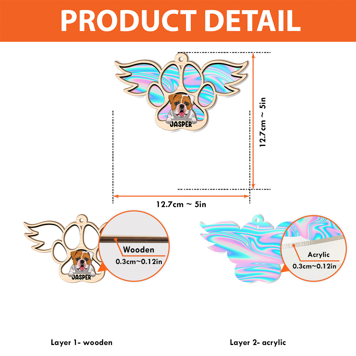 Hologram Angel - Personalized Dog Suncatcher