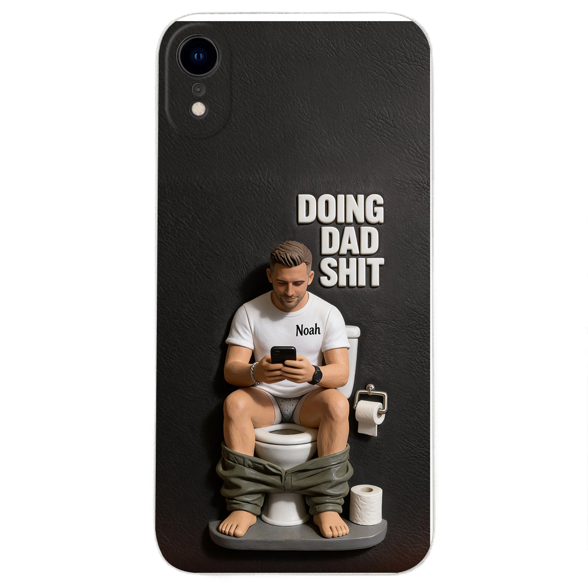 Doing Dad Shit - Personalized Father 3D Embossed Leather Phone Case