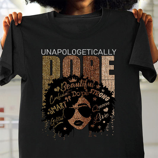 Black Queen - African American T-shirt and Hoodie With Faux Glitter Print 1121