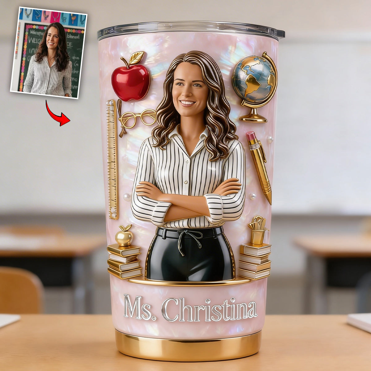 Custom Any Photo Love My Job - Personalized Teacher Tumbler