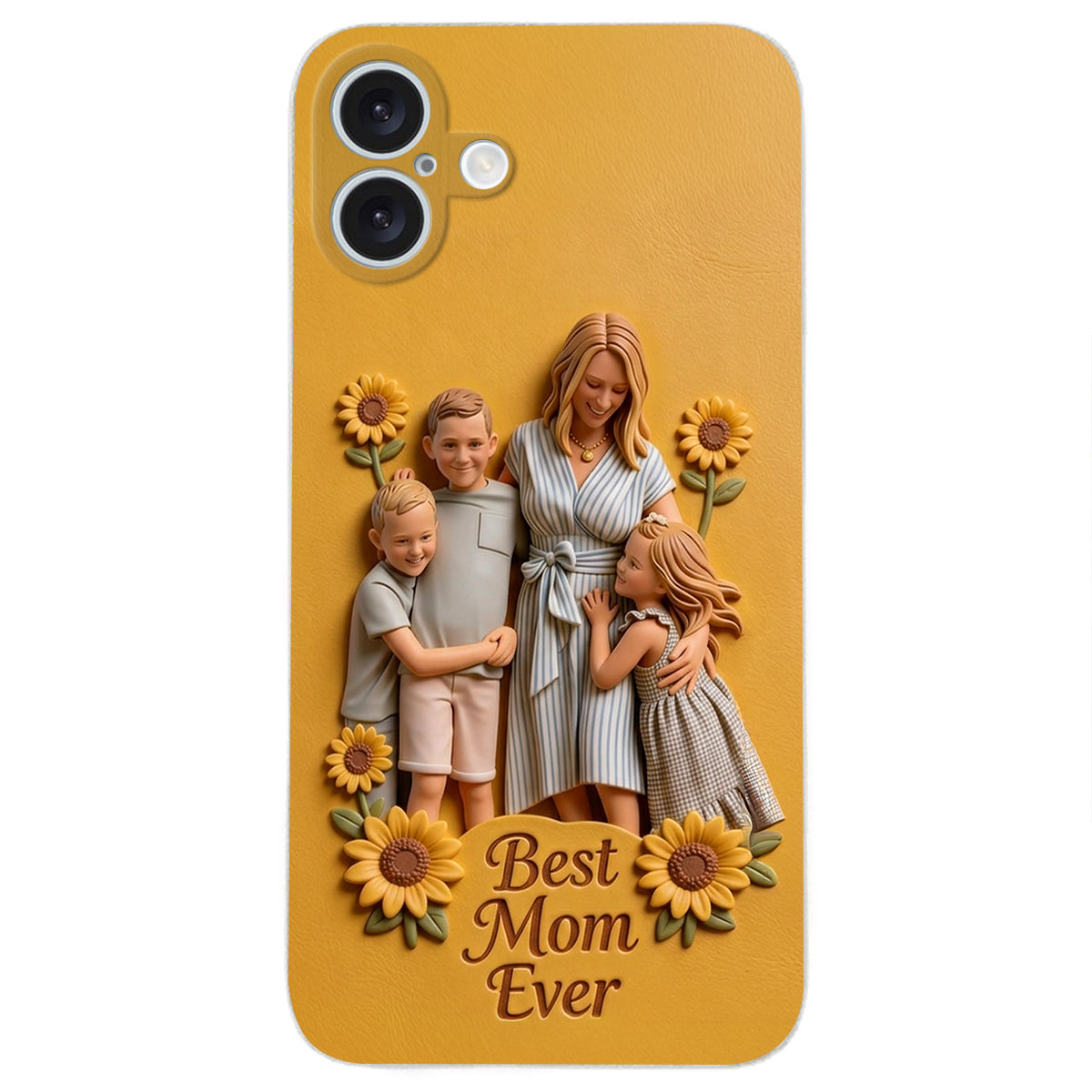 Best Mom Ever - Personalized Mother 3D Embossed Leather Phone Case