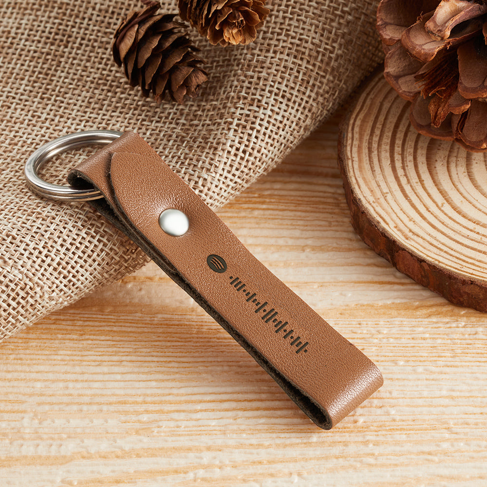 Custom Music Code Leather Music Code Leather Keychain - gift for anyone - Personalized Keychain