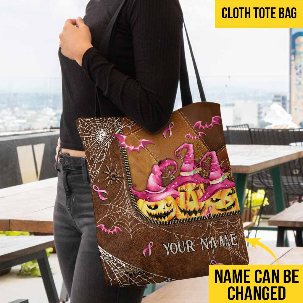 Halloween Vibes - Breast Cancer Awareness Personalized Tote Bag
