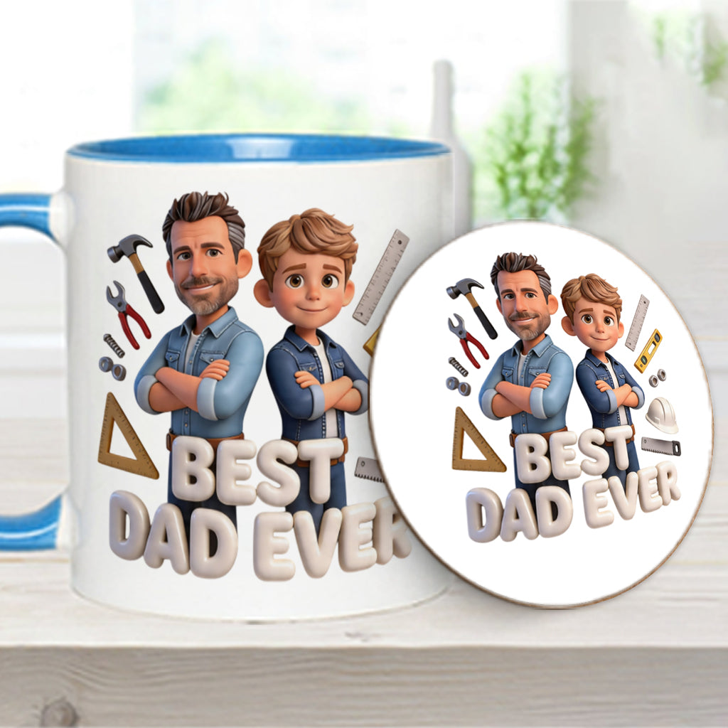 Custom Any Photo - Personalized Father Accent Mug & Coaster