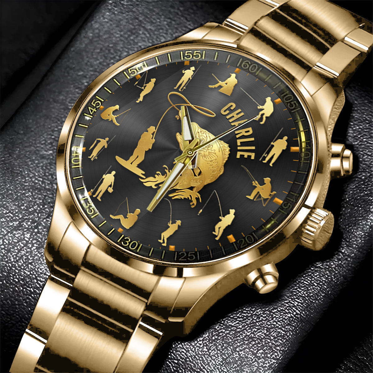 Fishing Silhouette - Personalized Fishing Hand Watch