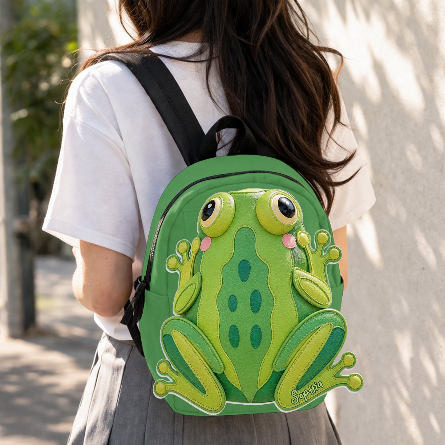 For Who Love Frogs - Personalized Frog Changeable Leather Patch Backpack