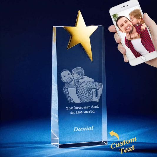 Any Dad Photos - Personalized Father Crystal Star Award Photo Frame