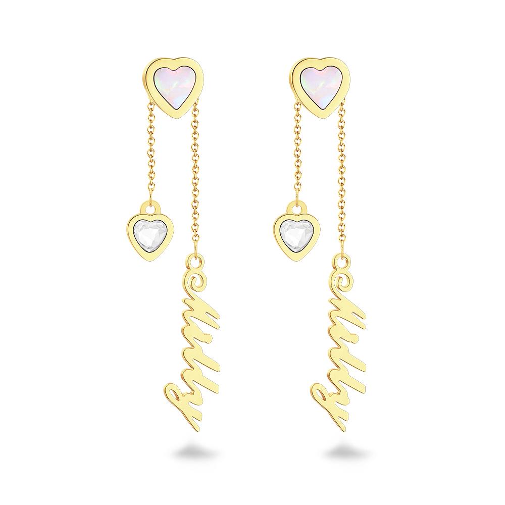 Heart Crystal - Personalized Heart-shaped Name Earrings