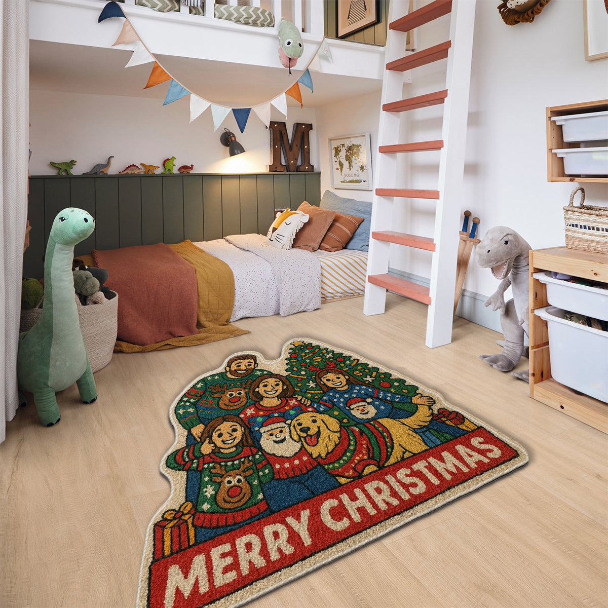 Any Photo To Rug Merry Christmas - Personalized Family Non-Slip Tufted Rug