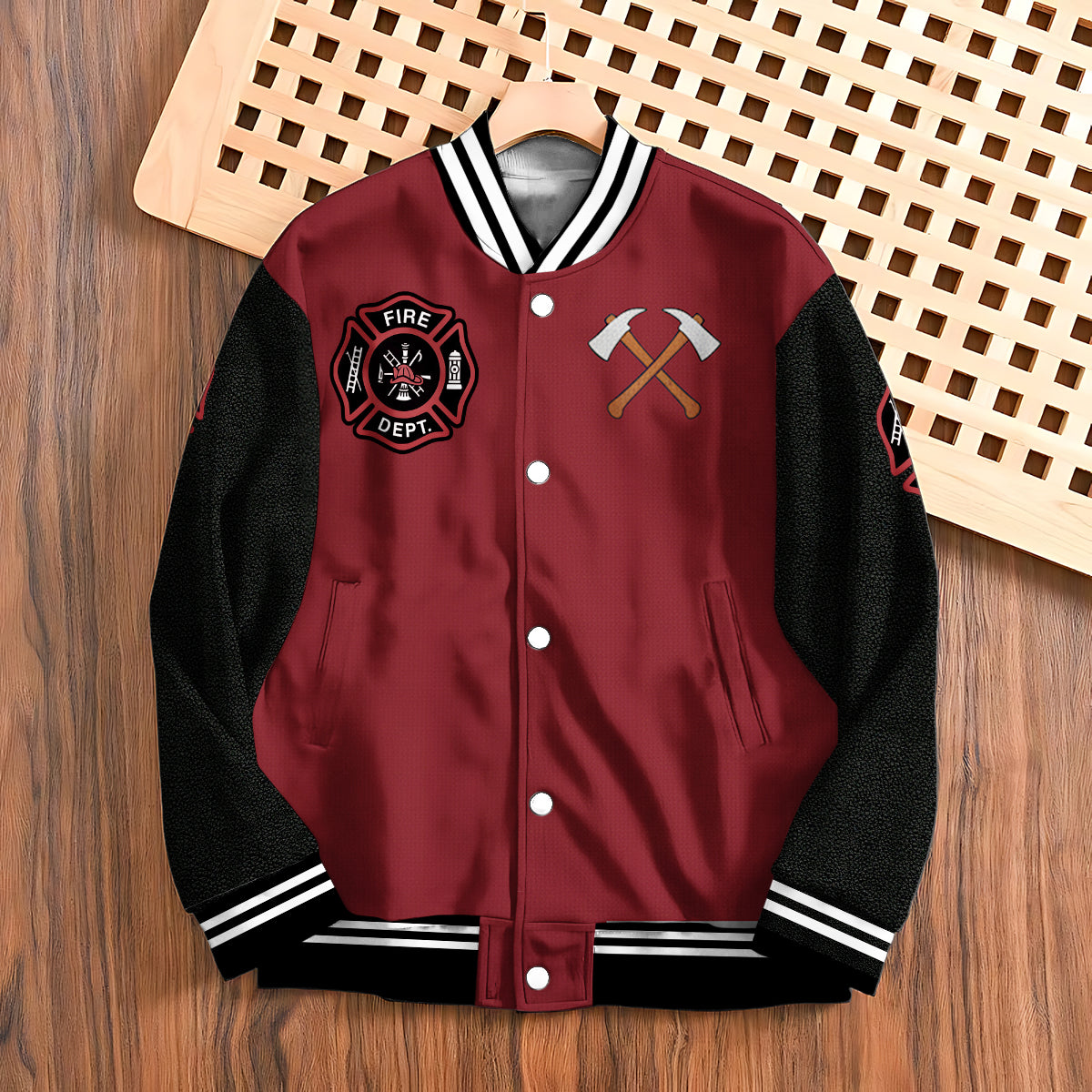 Custom Initial Jacket For Firefighter - Personalized Firefighter Varsity Jacket