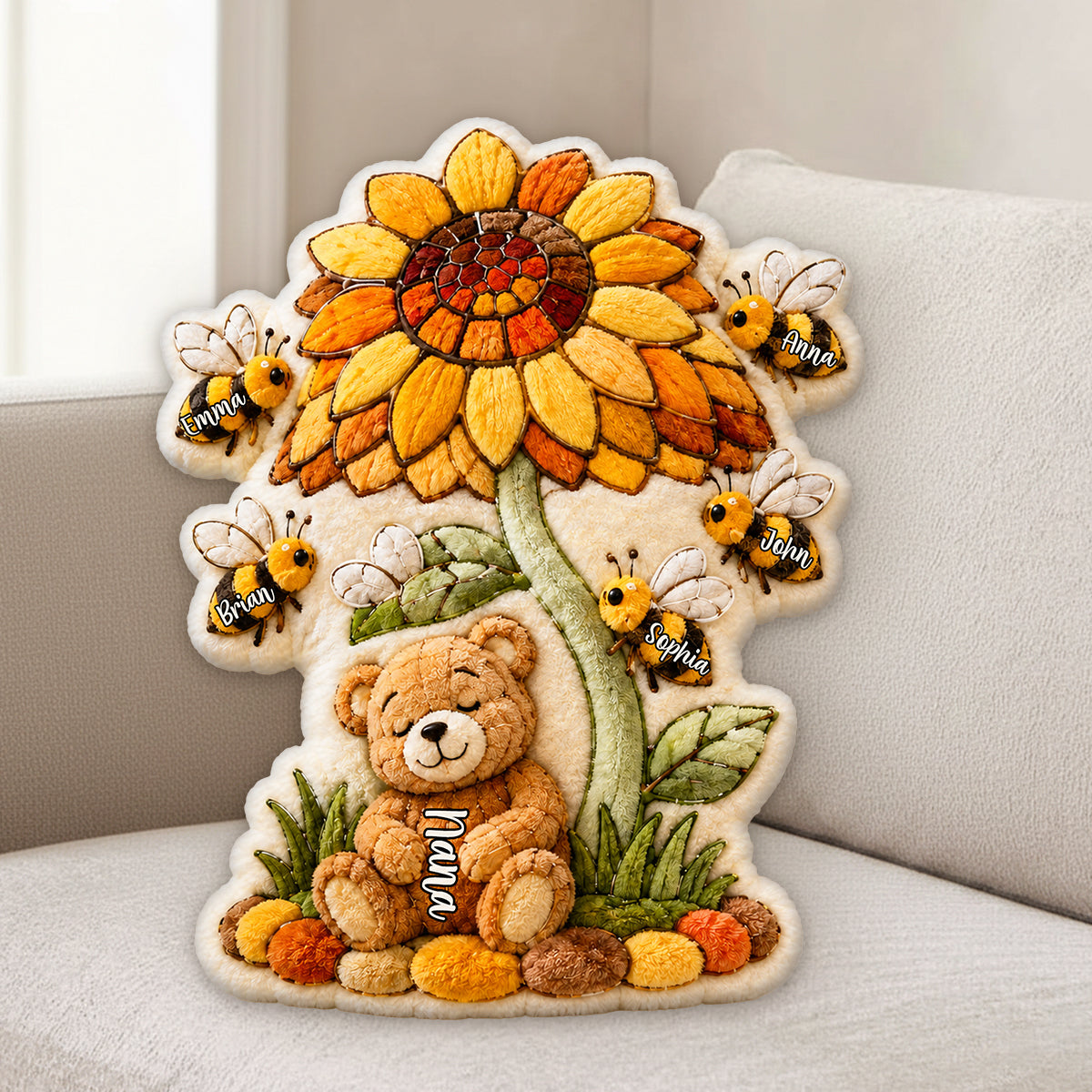 Grandma’s Blooming Love - Gift for Mother, Nana - Personalized Grandma Premium Faux Fur Pillow