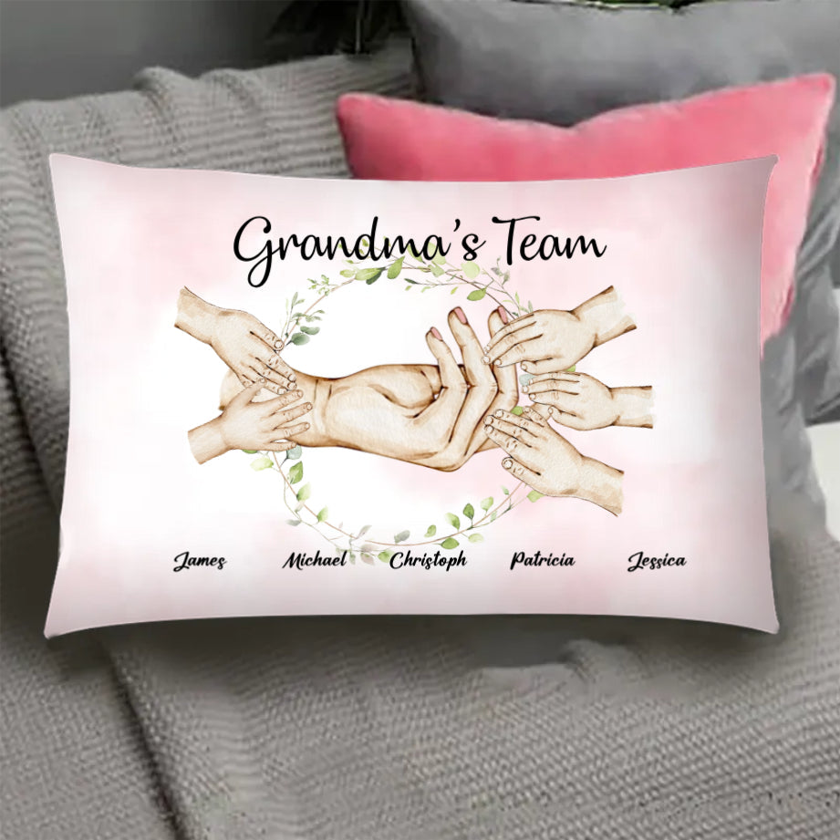 Grandma’s Team Personalized Poster, Keychain, Plaque, Ornament, Pillow, Wallet Card, Cup, Sign - Custom Gift for Grandchildren and Family Memories