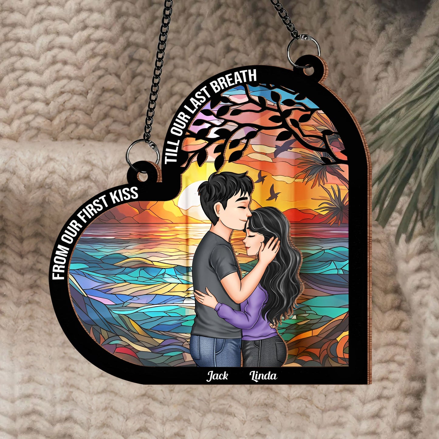 Personalized Couple Ornament - Capturing First Kiss and Everlasting Love in Unique Design