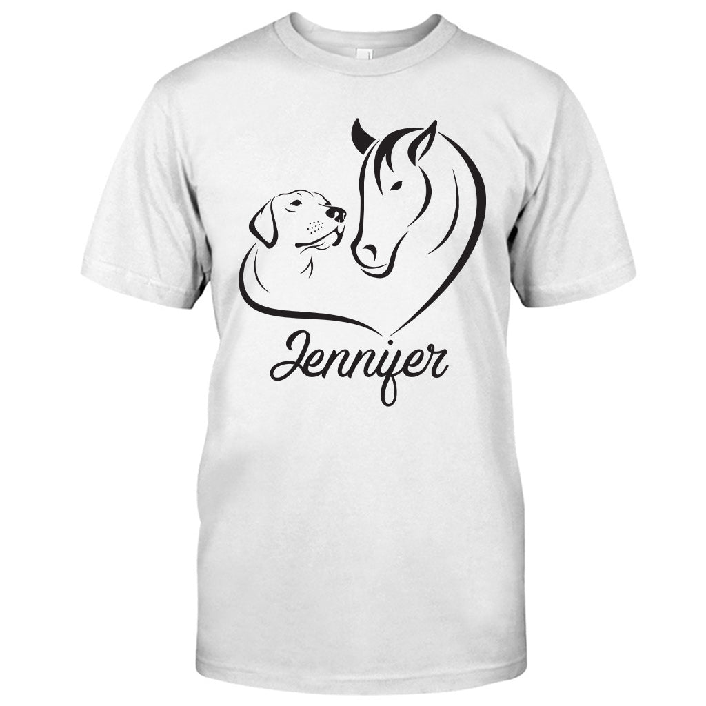 Horse And Dog - Personalized Horse T-shirt And Hoodie