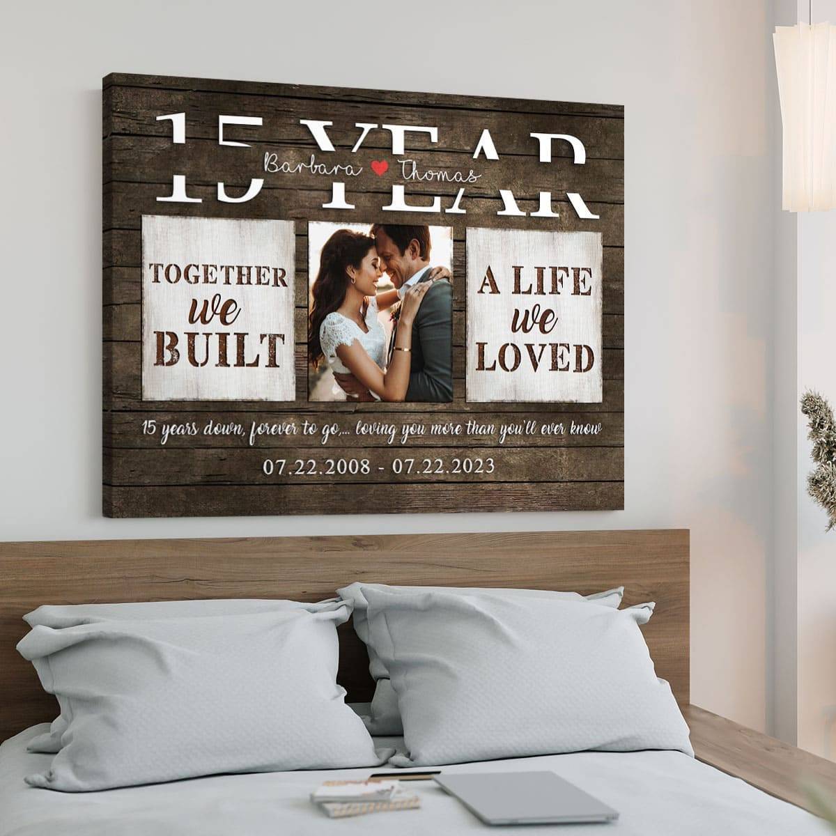 Cherished Moments - Personalized Anniversary Canvas or Poster with Couple Photo - Timeless Gift for Him & Her