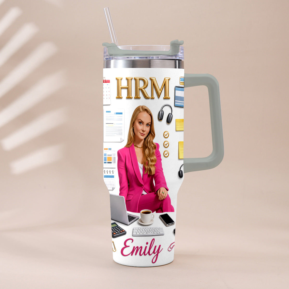 Custom Any Photo Office Staff Gift - Personalized Colleague Tumbler With Plush Charm