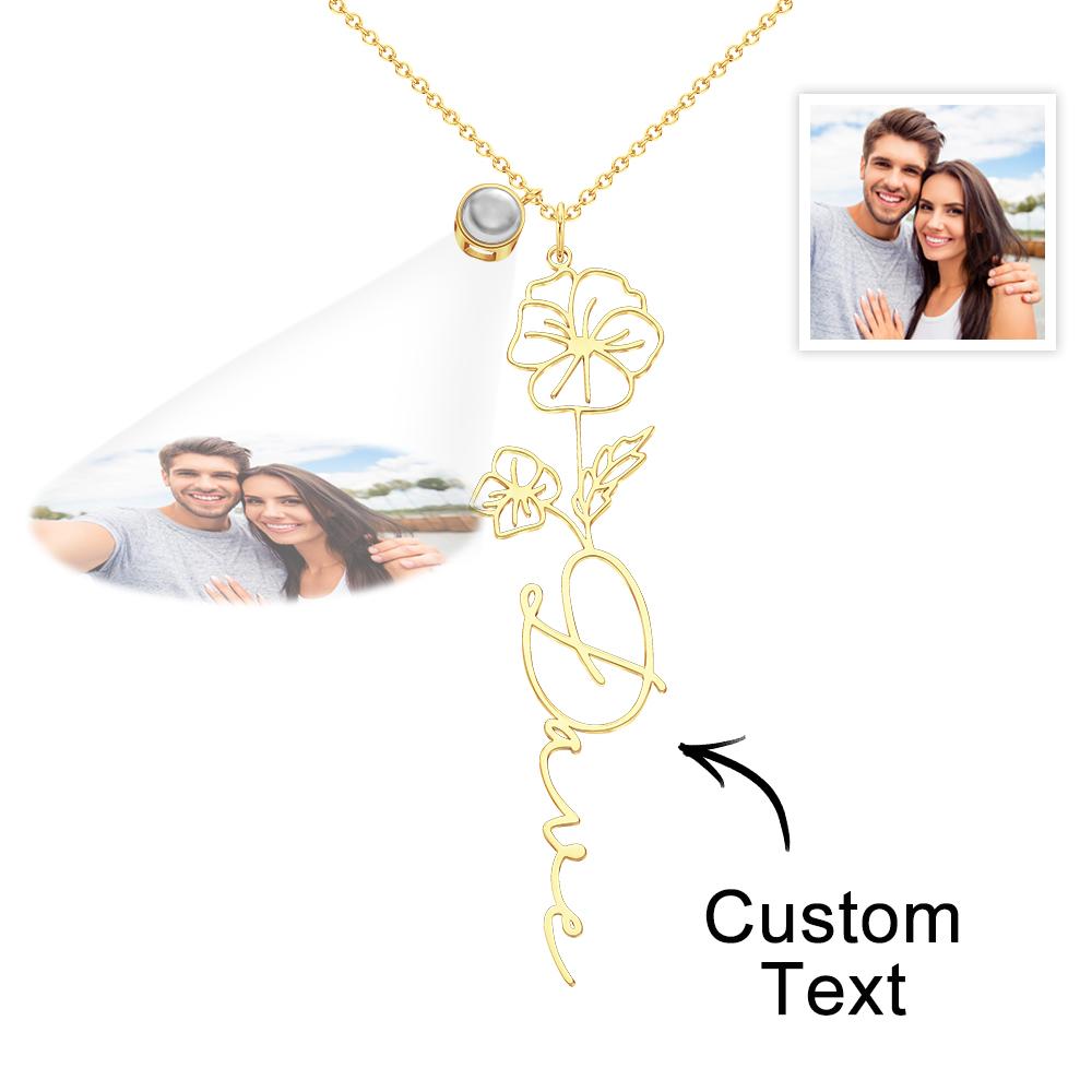 Birth Flower Photo Projection Charm - gift for anyone, who lost a loved one - Personalized Birth Flower Photo Projection Charm