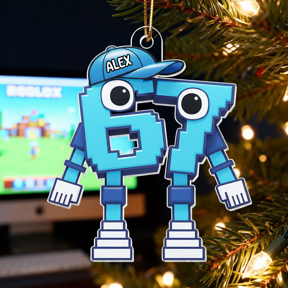 Pixel Number Acrylic Ornament For Kids Gaming Tree Decor Unique Gift For Young Gamers