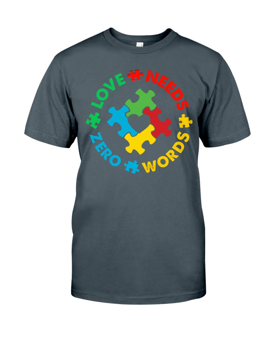 Autism Love Needs Zero Words - Autism Awareness T-shirt and Hoodie 0921